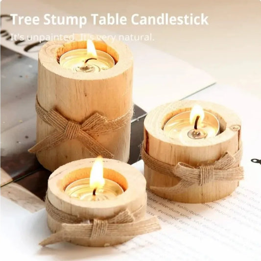 A Set Of 3 Wooden Laced Candlesticks Simple Style Bedroom B & B Atmosphere Making Decorations / Flowers Potted Plant Ornaments