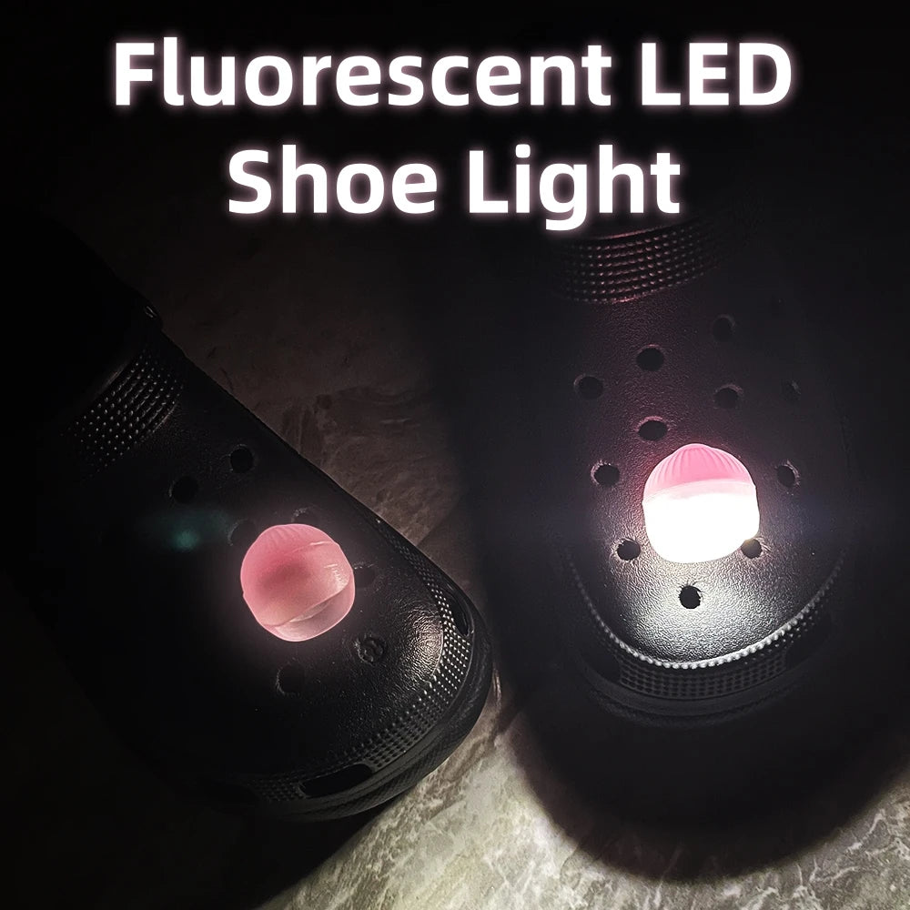 2pcs LED Shoe Lights - Glow in Dark Safety Charms for Night Cycling, Hiking & Cave Camping Accessories