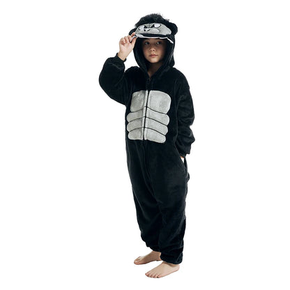 Kigurumi Girls Boys Cartoon Sleepwear Kids Children Cute King Kong Onesies Animal Flannel Pajamas For Christmas Halloween Party