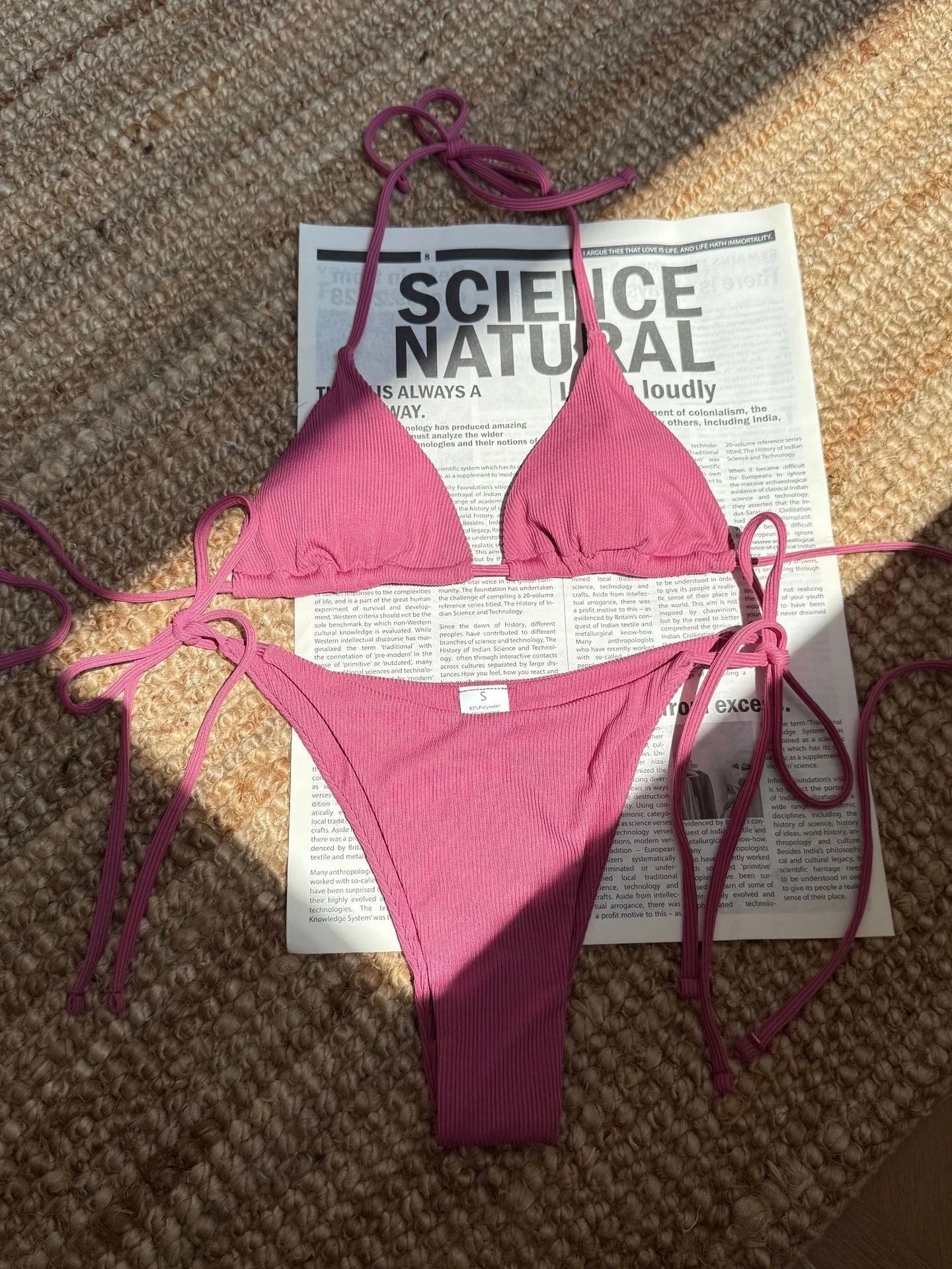 Sexy Brown Bikini 2025 Women Solid Red Halter Push Up Bra Tie Side Triangle Swimsuit Summer Bathing Suit Lace Up Micro Swimwear