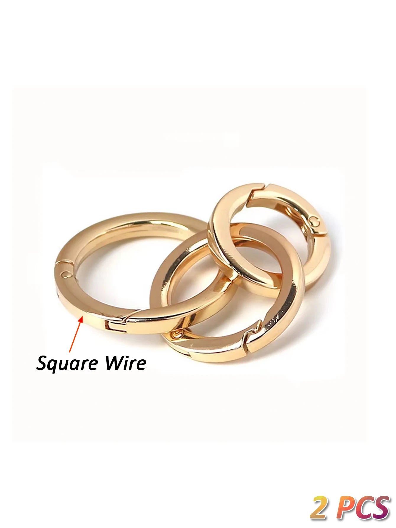 2Pcs Thick O Ring for Purse Strap Spring Rings 1/1.25/1.5 Inch Diameter Handbag And Key Accessory Holder Light Gold/Silver