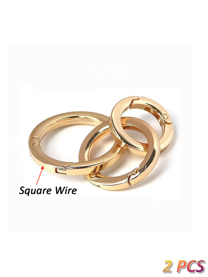 2Pcs Thick O Ring for Purse Strap Spring Rings 1/1.25/1.5 Inch Diameter Handbag And Key Accessory Holder Light Gold/Silver