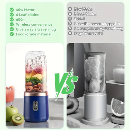 400ml Portable Electric Juicer Double Cup USB Fruit Blender Mixer for Juice Milkshake Smoothie Making Multifunction Juice Maker