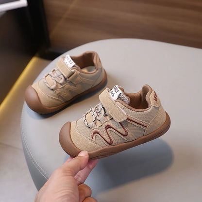 Autumn BoysGirl's Casual Shoe Round Toe Hook-loop Mesh Comfy Kid's Flat Shoe Solid Colors Anti-slip Daily Children Shoes 4-6Y
