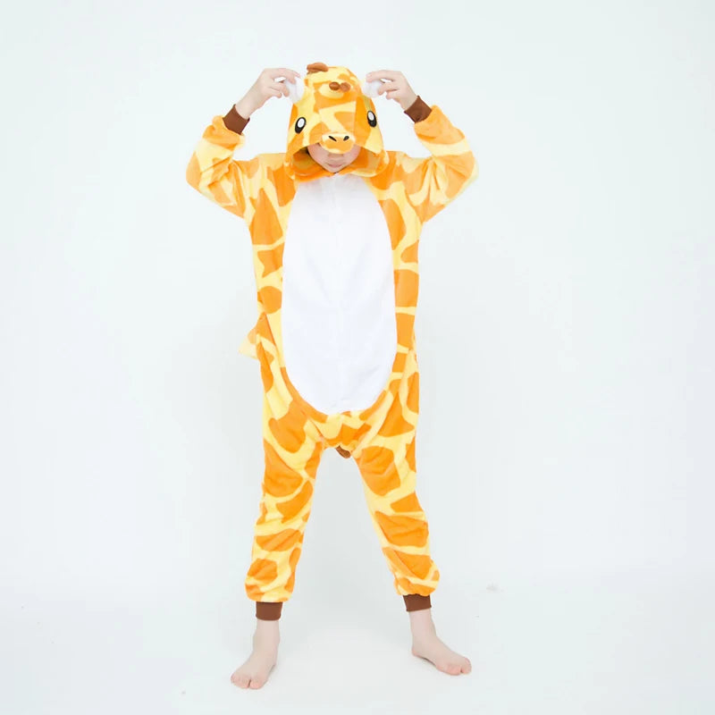 Girls Boys Cartoon Onesies Kids Children Cute Giraffe Animal Pajamas Kigurumi Cosplay Costumes For Christmas Halloween Party