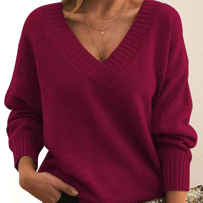 2025 Fall Winter New Fashion Women's Sweater Loose-Fit V-Neck Casual Pullover Knit Tops Y2k Clothing