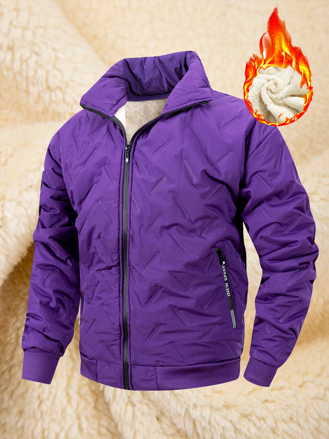 Winter Thickened Cotton Jacket Men's Zipper Stand Collar Coat Windproof Waterproof Stand Collar Coat Casual Loose-Fit Outerwear