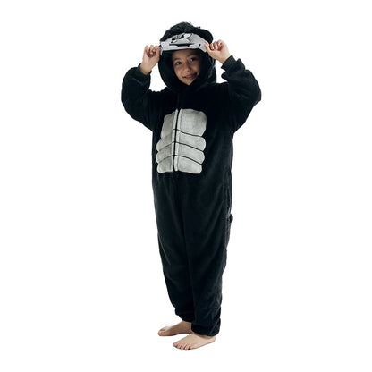 Kigurumi Girls Boys Cartoon Sleepwear Kids Children Cute King Kong Onesies Animal Flannel Pajamas For Christmas Halloween Party