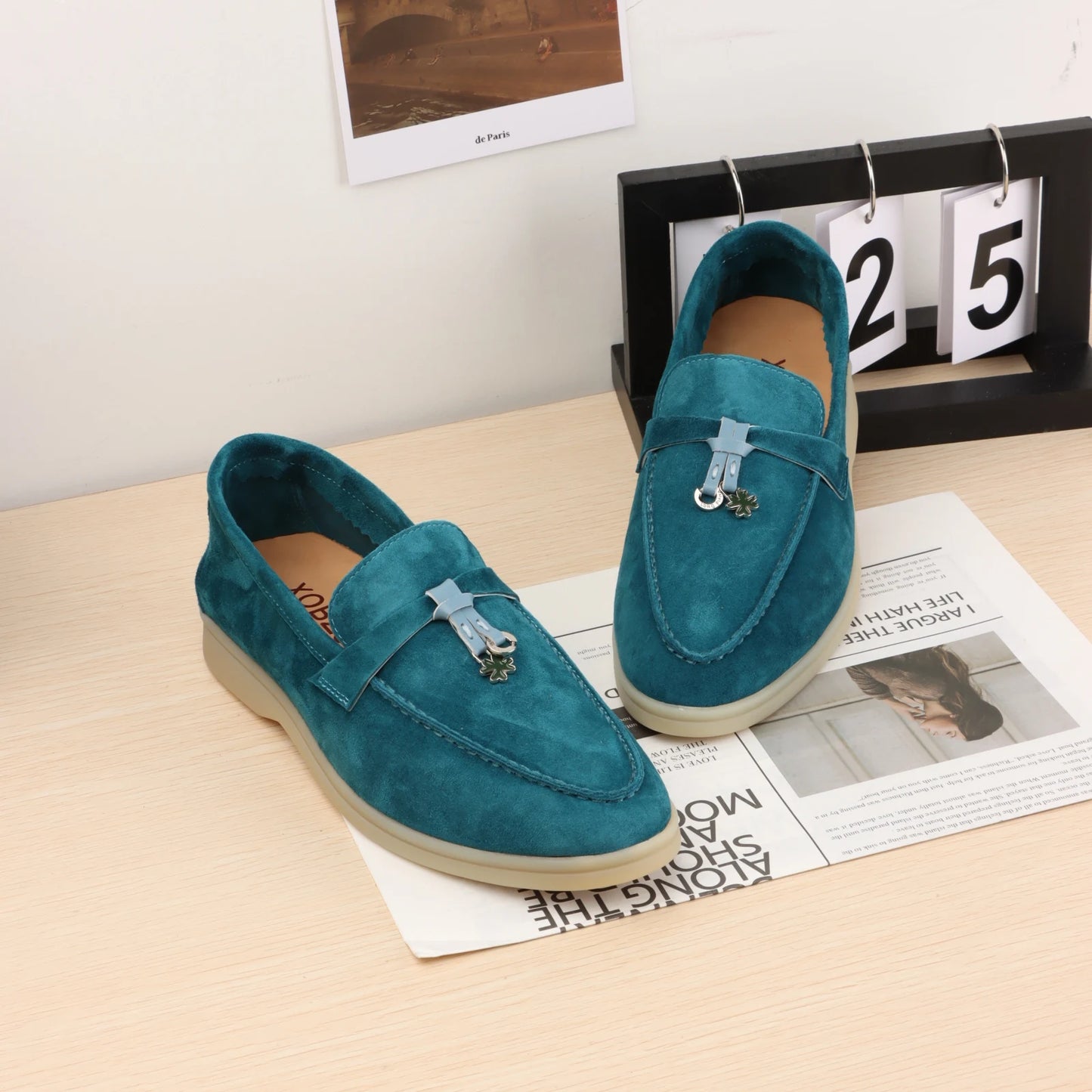 XOBZJH brand high-quality loafers, soft unisex casual shoes, multi color genuine leather flat shoes, luxurious design