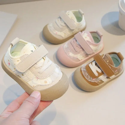 Baby Toddler Floral Girls' Shoe Autumn New Soft Flat Soled Casual Sports Shoes Versatile Stylish Children's Walking Canvas Shoes