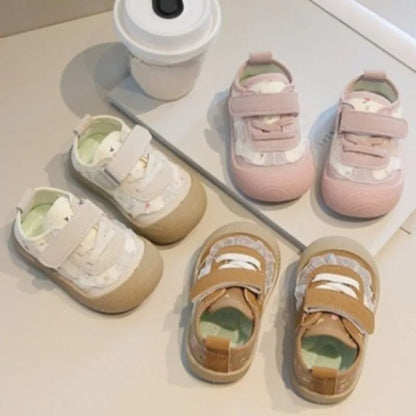 Baby Toddler Floral Girls' Shoe Autumn New Soft Flat Soled Casual Sports Shoes Versatile Stylish Children's Walking Canvas Shoes