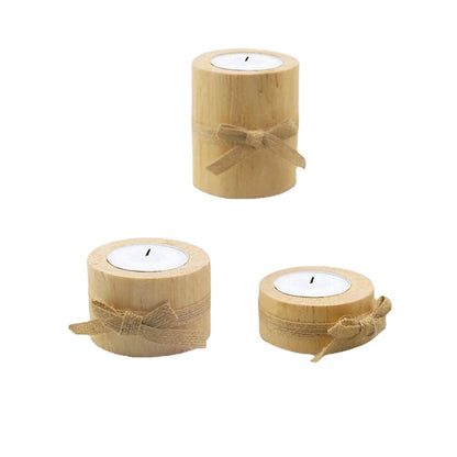 3 PCS Wood Tea Light Candle Holders Tealight Candlestick Home Table Candle Centerpiece for Wedding Christmas Party Decor