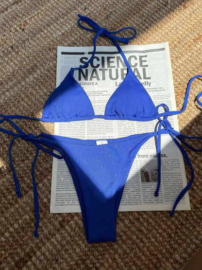 Sexy Brown Bikini 2025 Women Solid Red Halter Push Up Bra Tie Side Triangle Swimsuit Summer Bathing Suit Lace Up Micro Swimwear