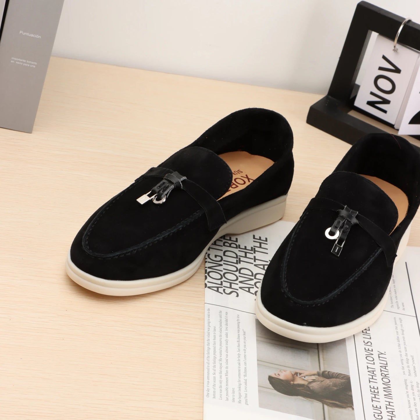 XOBZJH brand high-quality loafers, soft unisex casual shoes, multi color genuine leather flat shoes, luxurious design