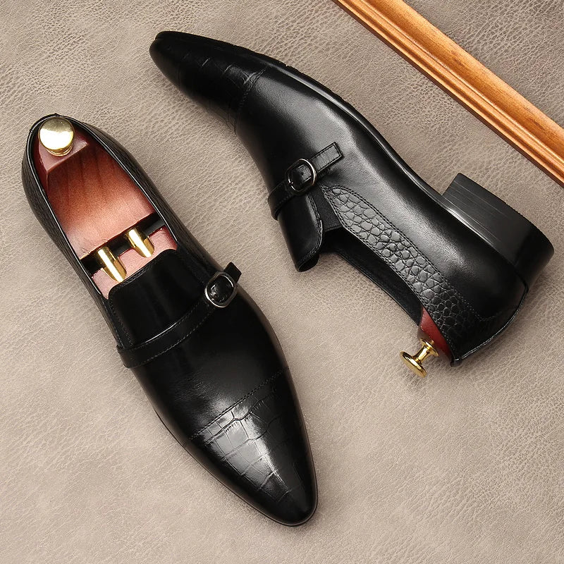 New Spring/Autumn Handmade Black/Coffee Slip-On Genuine Patent Leather Dress Flat Brogue Formal Men Wedding Casual Oxford Shoes