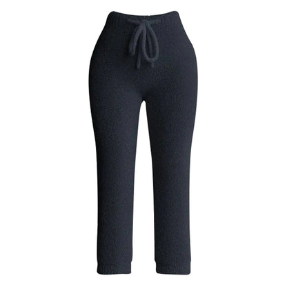 Women Lounge Pants Knitting Fleece Warm Autumn Winter Yoga Pants Butt Lifting Casual Solid Elastic Waist Workout Sweatpants