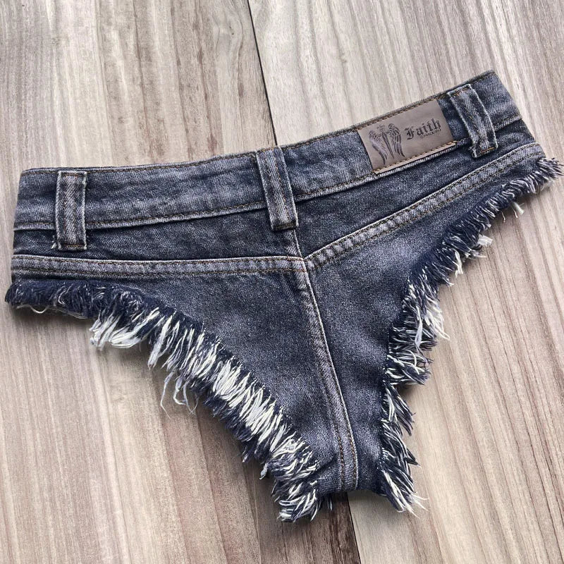 Y2k Denim Skinny Jean Shorts Women Nightclub Sexy Hole Low Waist Super Shorts Hot Pants European and American