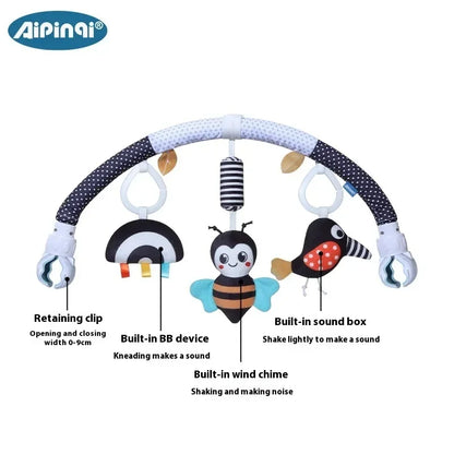 Baby Stroller Hanging Toy - Musical Mobile Attachment for Cribs  Prams, In-Stock Clip-On Entertainer with Soothing Chimes