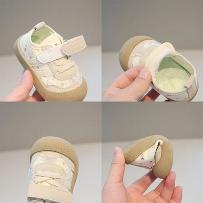 Baby Toddler Floral Girls' Shoe Autumn New Soft Flat Soled Casual Sports Shoes Versatile Stylish Children's Walking Canvas Shoes