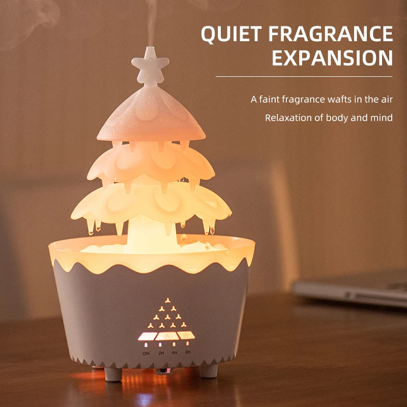 New Christmas tree raindrop humidifie 7color night light Christma Tree Humidifier Home Desktop bedroom essential oil diffuser