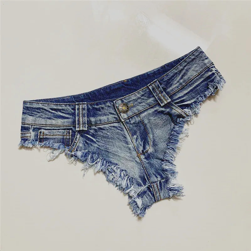 Y2k Denim Skinny Jean Shorts Women Nightclub Sexy Hole Low Waist Super Shorts Hot Pants European and American