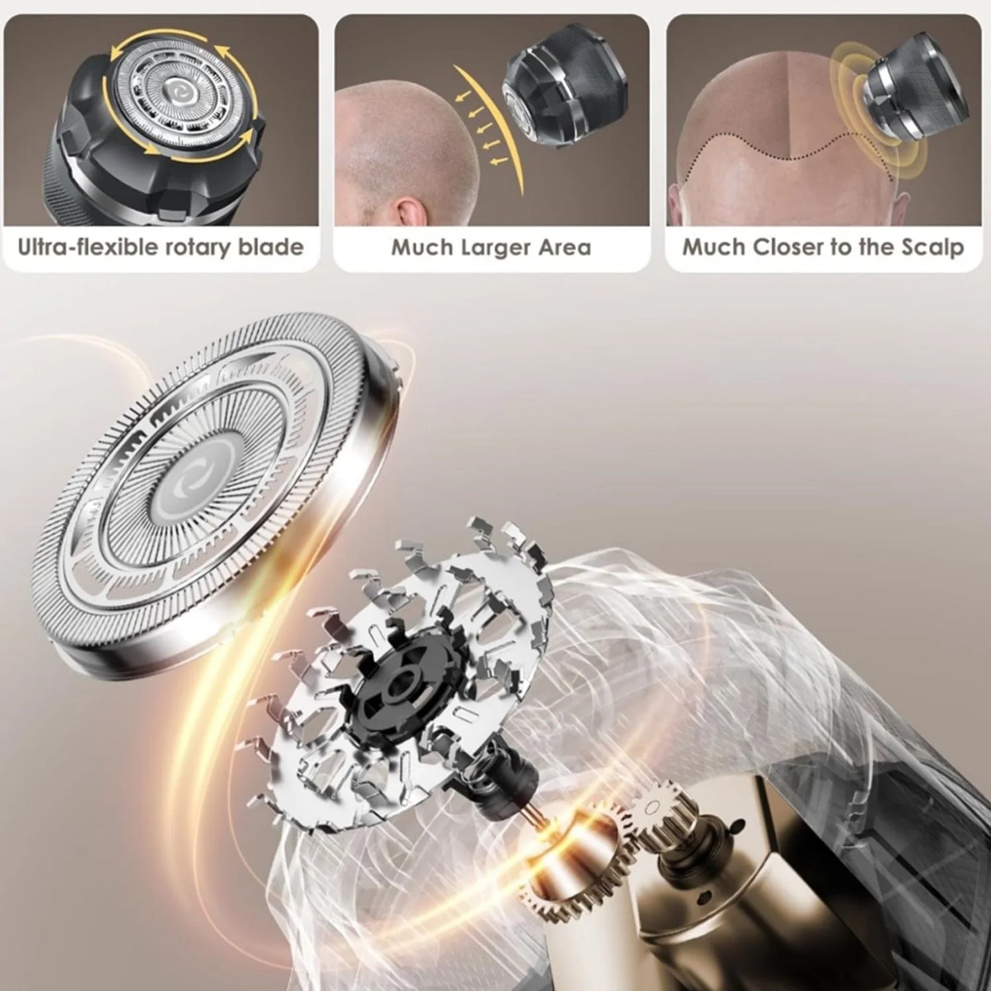 Rechargeable Electric Shaver for Men Single Head Powerful Hair Trimmer Wet/Dry Bald Beard Cutting Machine