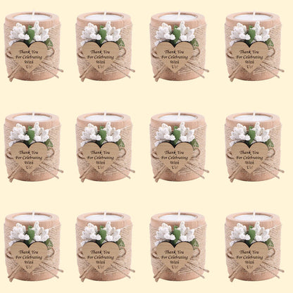 6/12/24PCS Guest Gift Candle for Wedding Wooden Tealight Candle Holders Bridal Shower Thank You Gifts for Baby Shower