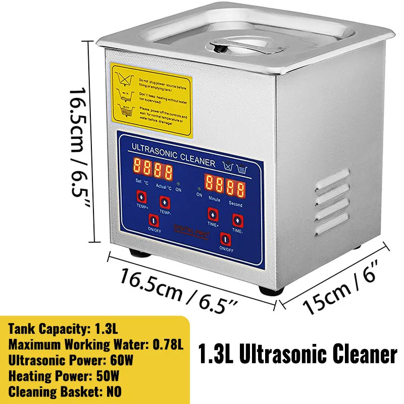 SucceBuy 1.3L Ultrasonic Cleaner Lave-Dishes Portable Washing Machine w/ Digital Timer Ultrasound Home Jewelry Clean Appliances