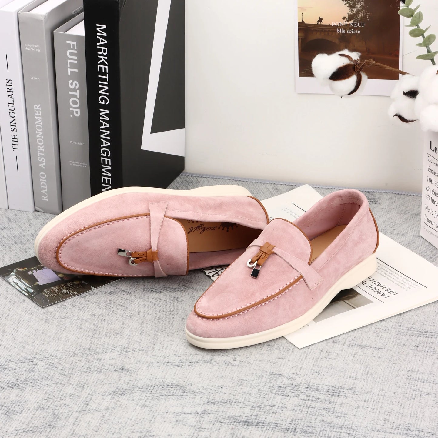 XOBZJH brand high-quality loafers, soft unisex casual shoes, multi color genuine leather flat shoes, luxurious design