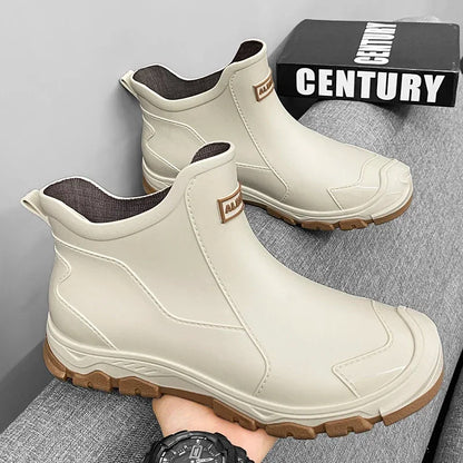 Waterproof Cross-Border Men's Rain Shoes Fashionable Short Socks Thickened Warm Rubber Work Anti-Slip Fishing Kitchen Rain Boots