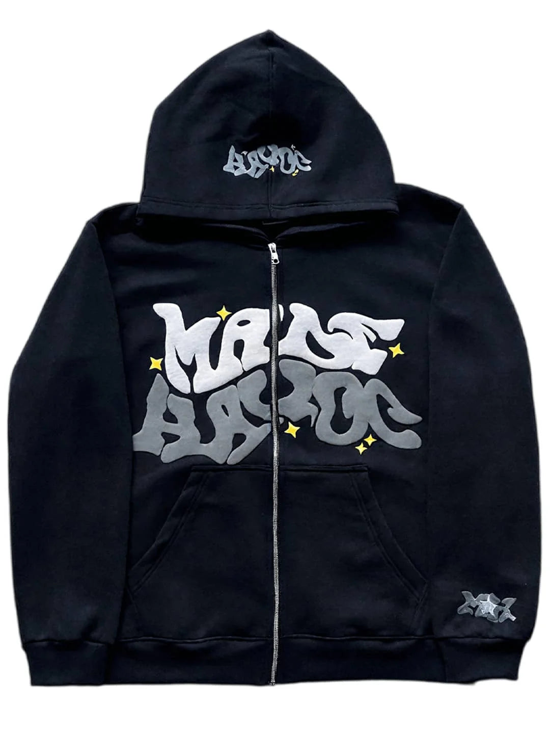 Men's Full Zip Y2K Hoodie Graphic Lettter Print Long Sleeve Fashion Jacket Hooded Sweatshirt