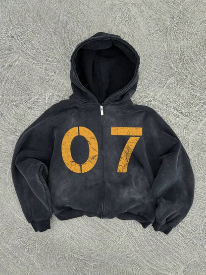 New Y2K American hip-hop retro monogrammed printed hoodie men clothing streetwear Harajuku jacket Gothic casual zip up hoodies