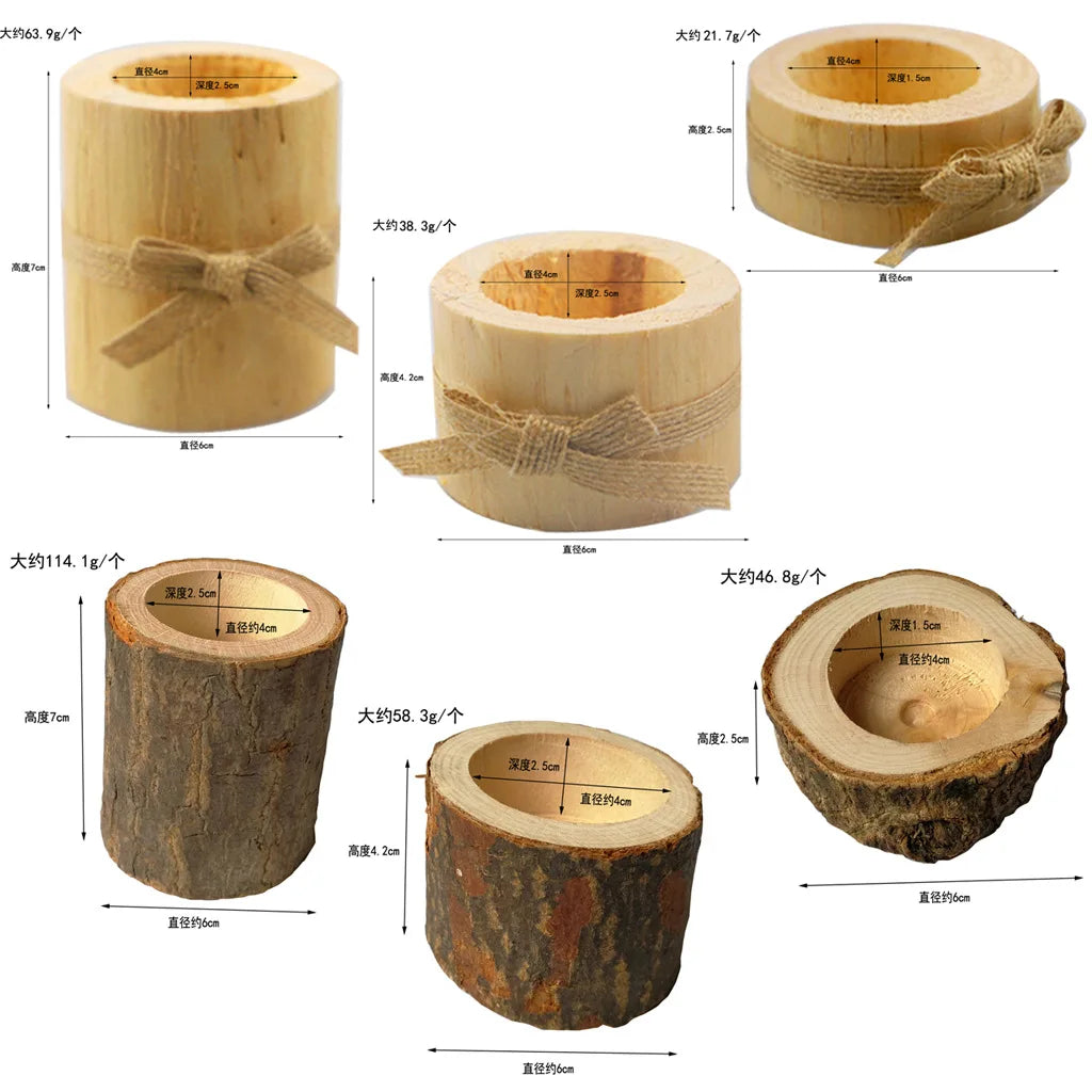 3 PCS Wood Tea Light Candle Holders Tealight Candlestick Home Table Candle Centerpiece for Wedding Christmas Party Decor