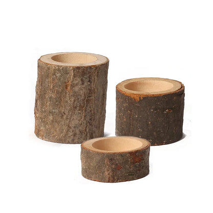 3 PCS Wood Tea Light Candle Holders Tealight Candlestick Home Table Candle Centerpiece for Wedding Christmas Party Decor