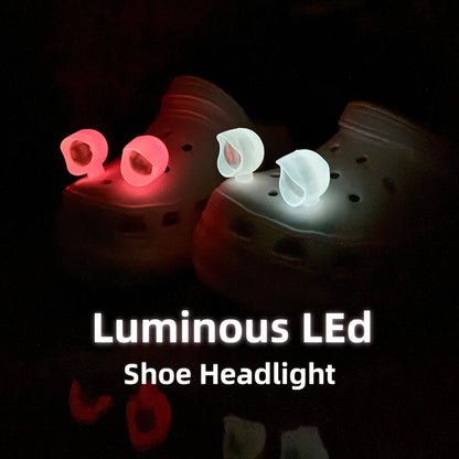 2pcs LED Shoe Lights - Glow in Dark Safety Charms for Night Cycling, Hiking & Cave Camping Accessories