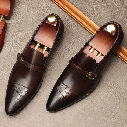 New Spring/Autumn Handmade Black/Coffee Slip-On Genuine Patent Leather Dress Flat Brogue Formal Men Wedding Casual Oxford Shoes