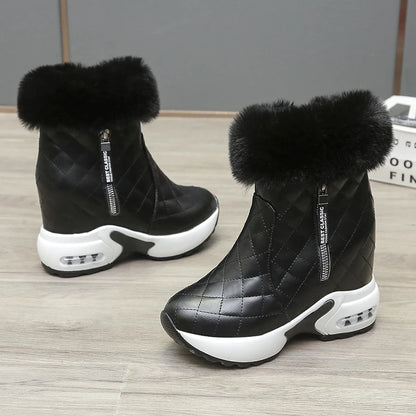 Winter Warm Rabbit Fur Sneakers Platform Snow Boots Women 2023 Ankle Boots Female Causal Shoes Ankle Boots for Women
