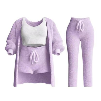 Women Lounge Pants Knitting Fleece Warm Autumn Winter Yoga Pants Butt Lifting Casual Solid Elastic Waist Workout Sweatpants