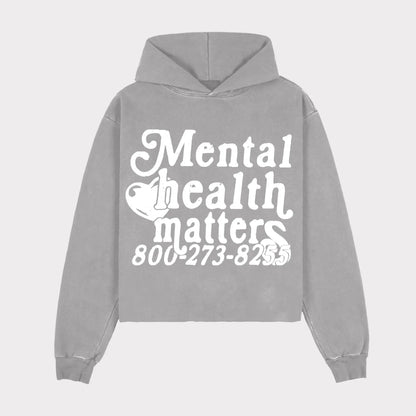 Mental Health Matters Graphic Print Pullover Hoodie Mens Oversized Street Trend Style Hoodie Causal Sweatshirt for Adult&Kid