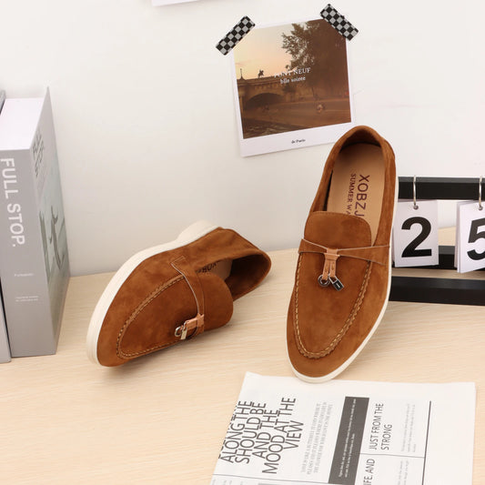 XOBZJH brand high-quality loafers, soft unisex casual shoes, multi color genuine leather flat shoes, luxurious design