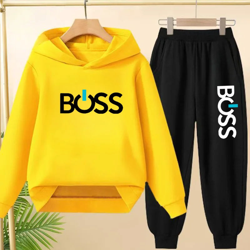 Children Hoodie Sweatshirt+Pants Two-Piece Set Product Pretty Boys Girls Coat 3-12 Yrs Casual Fashion Letter Clothing Sports Set