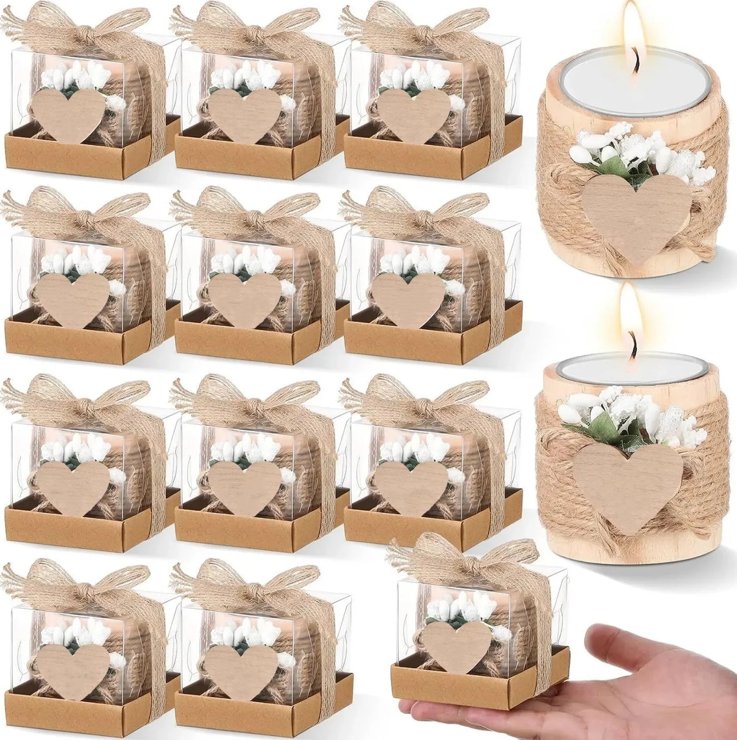Guest Gift Candle for Wedding Wooden Tealight Candle Holders Bridal Shower Thank You Gifts for Baby Shower Christmas Candlestick