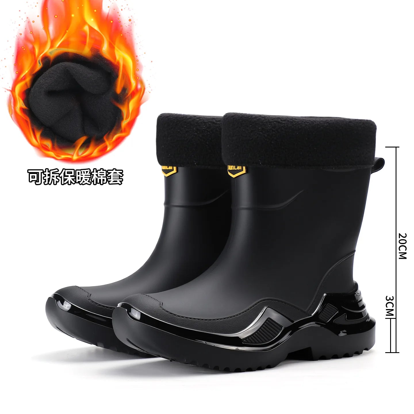 Trendy Men's Medium and Short Tube Rain Boots Outdoor Sports Rubber Shoes Thickened Widened Non-slip Comfortable Rain Boots New