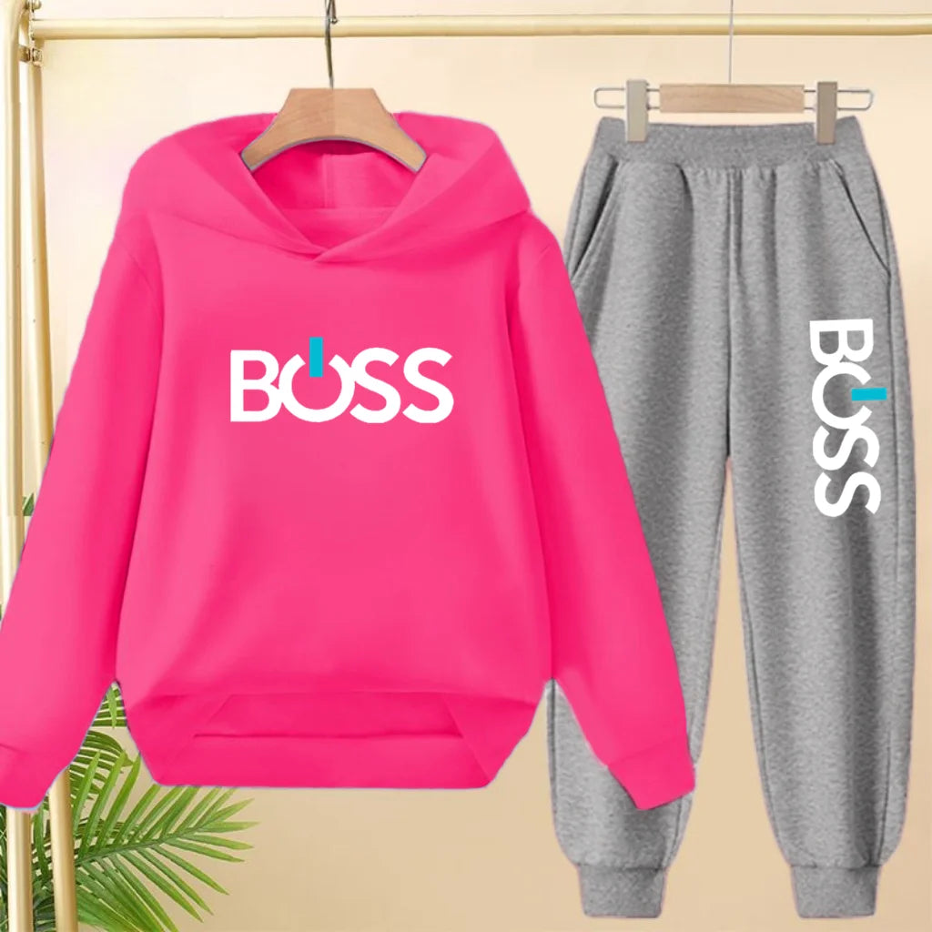 Children Hoodie Sweatshirt+Pants Two-Piece Set Product Pretty Boys Girls Coat 3-12 Yrs Casual Fashion Letter Clothing Sports Set