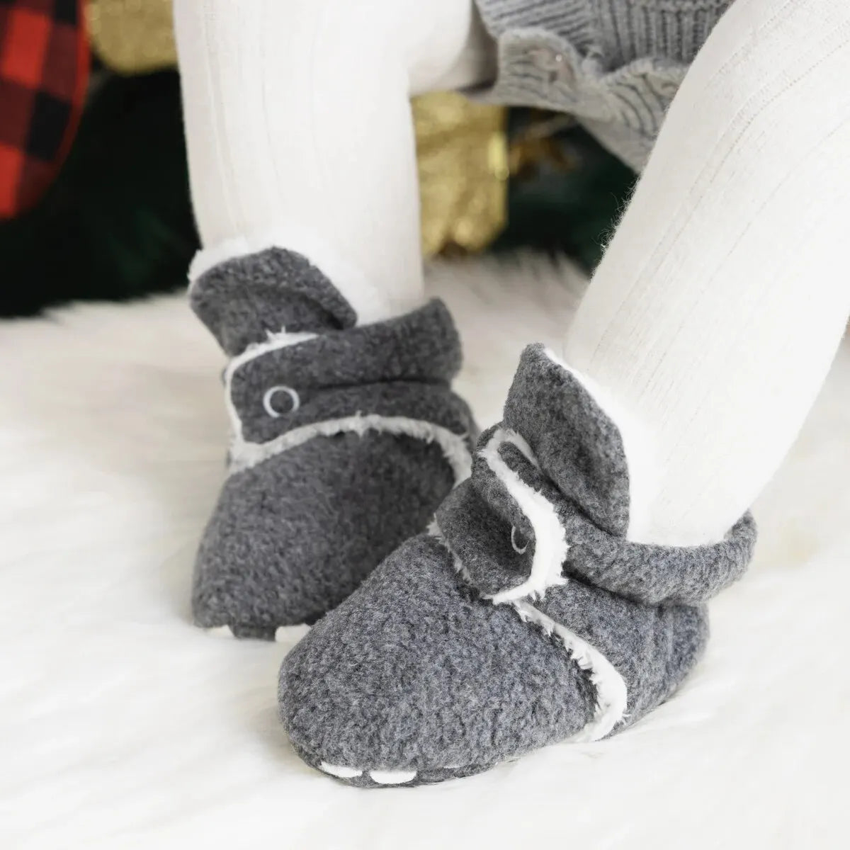 Meckior Baby Socks Shoe Winter Baby Boy Girl Booties Soft Toddler First Walkers Anti-slip Warm Fluff Infant Crib Shoes Socks