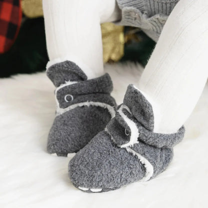 Meckior Baby Socks Shoe Winter Baby Boy Girl Booties Soft Toddler First Walkers Anti-slip Warm Fluff Infant Crib Shoes Socks
