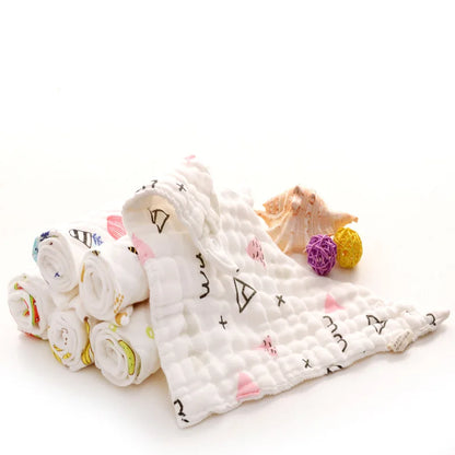 5Pcs Muslin Baby Bibs 100% Natural Cotton Soft Baberos Bebe Animal Bandana Infant Smock Burp Cloth Feeding Saliva Drool Towel