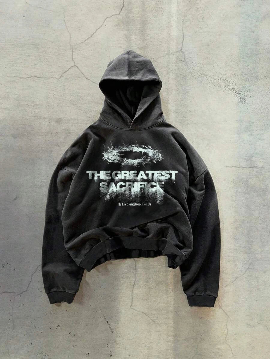 New Y2K American hip-hop retro monogrammed printed hoodie men clothing streetwear Harajuku jacket Gothic casual zip up hoodies