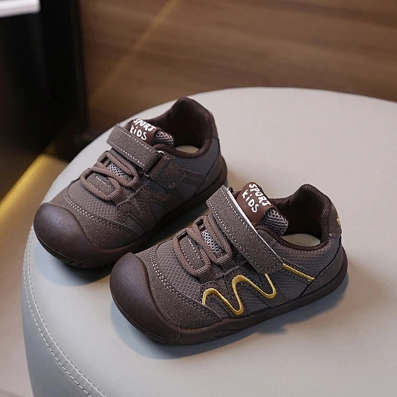 Autumn BoysGirl's Casual Shoe Round Toe Hook-loop Mesh Comfy Kid's Flat Shoe Solid Colors Anti-slip Daily Children Shoes 4-6Y