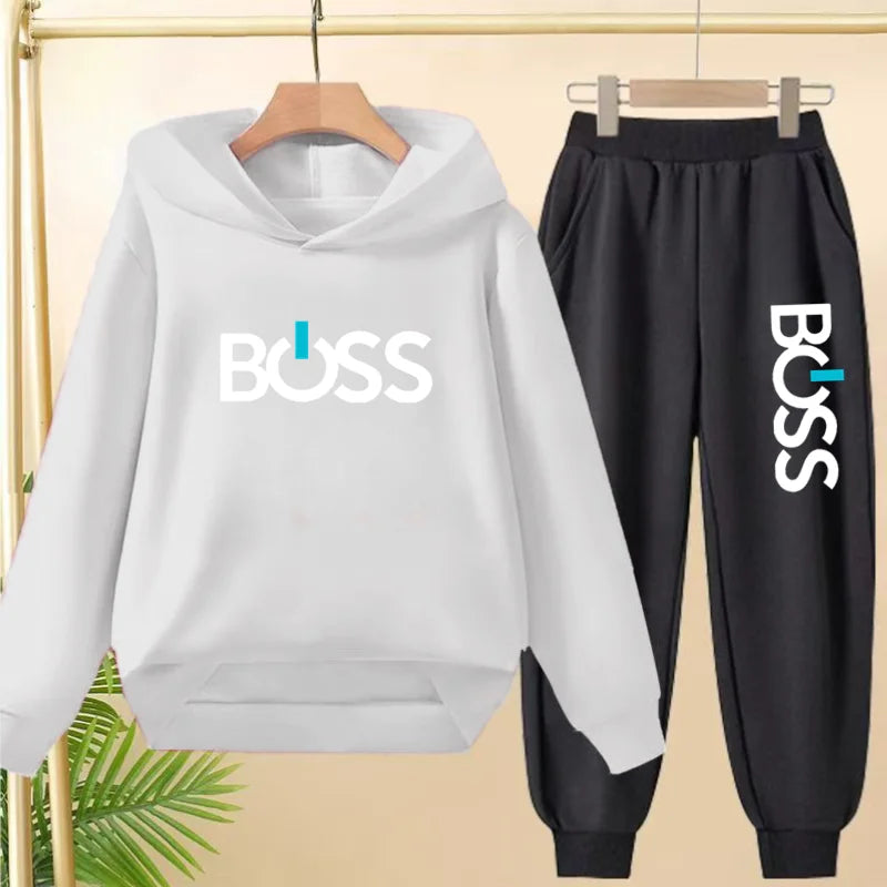 Children Hoodie Sweatshirt+Pants Two-Piece Set Product Pretty Boys Girls Coat 3-12 Yrs Casual Fashion Letter Clothing Sports Set